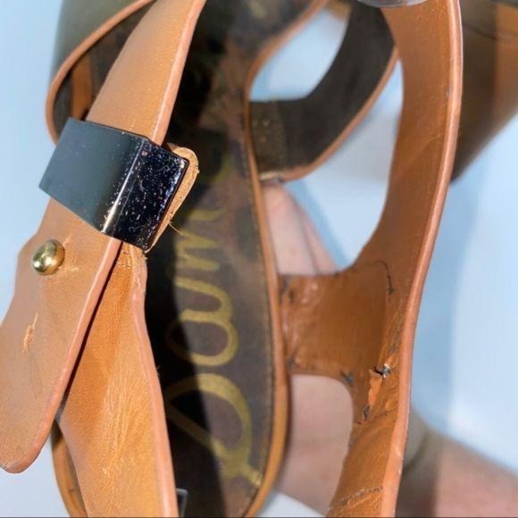 Sam Edelman Yelena Block Heel Gold Chunky Sandals - Picture 9 of 12